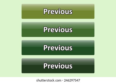 Set of glossy green buttons for web site. button for a site. Previous. Vector illustration, EPS 10