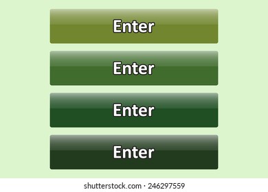 Set of glossy green buttons for web site. button for a site. Enter. Vector illustration, EPS 10