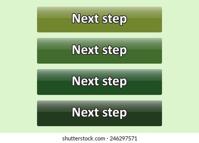 Set of glossy green buttons for web site. button for a site. Next step. Vector illustration, EPS 10