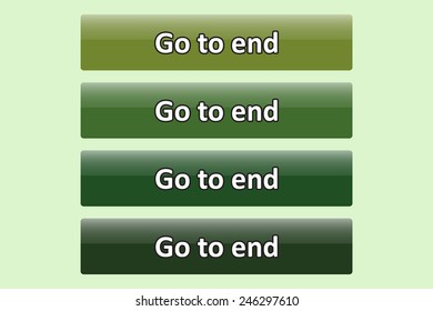 Set of glossy green buttons for web site. button for a site. Go to end. Vector illustration, EPS 10