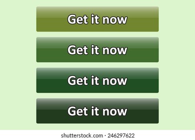Set of glossy green buttons for web site. button for a site. Get it now. Vector illustration, EPS 10