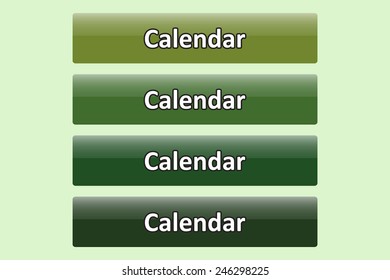 Set of glossy green buttons for web site. button for a site. Calendar. Vector illustration, EPS 10