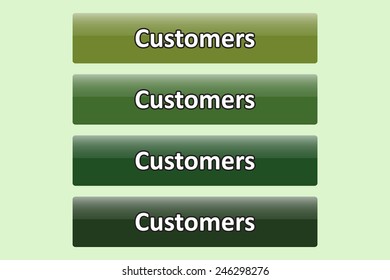 Set of glossy green buttons for web site. button for a site. Customers. Vector illustration, EPS 10