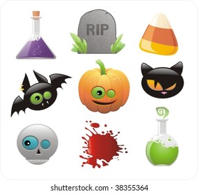 set of glossy Halloween icons