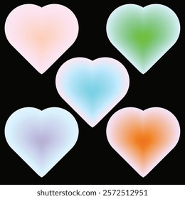 set of glossy heart gradient color design