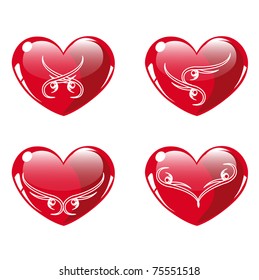 set of glossy hearts