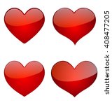 Set Of Glossy Hearts, Icon Vector Design, Love Concept