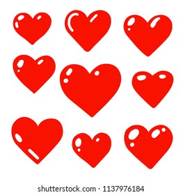 Set Of Glossy Hearts, Icon Vector Design, Love Concept