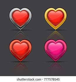 Set of glossy hearts. Vector illustration.
