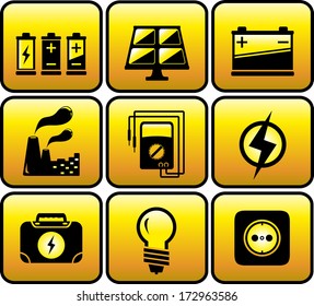 set glossy icon with industrial electrical objects