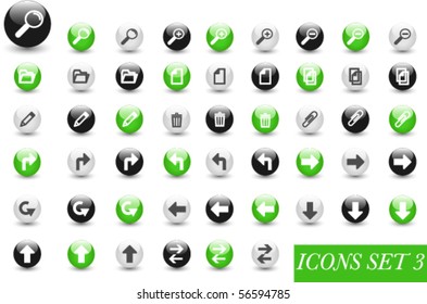 Set glossy icons, buttons for web, applications, internet, symbol, sign