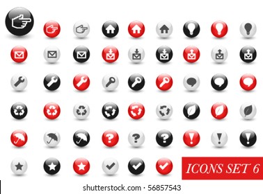 Set glossy icons, buttons for web, applications, internet, symbol, sign