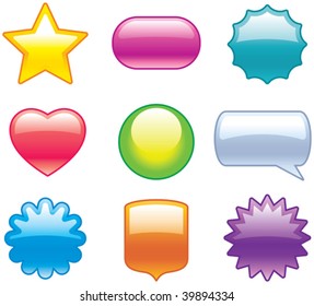 Set of glossy icons - web 2.0 vector buttons and shapes