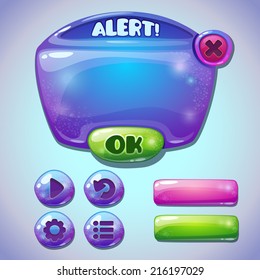 Set of glossy information panel and buttons, beautiful sparkling elements for your game design