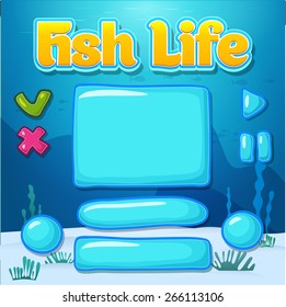 Set of glossy information panel and buttons, beautiful sparkling elements for your game design