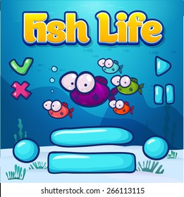 Set of glossy information panel and buttons, beautiful sparkling elements for your game design. 
