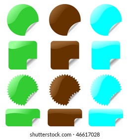 Set of glossy labels in various shapes - vector