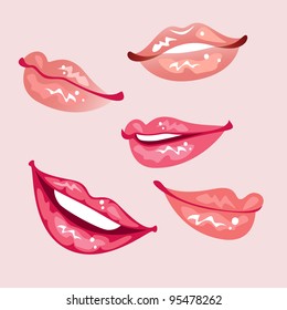 Set of glossy lips