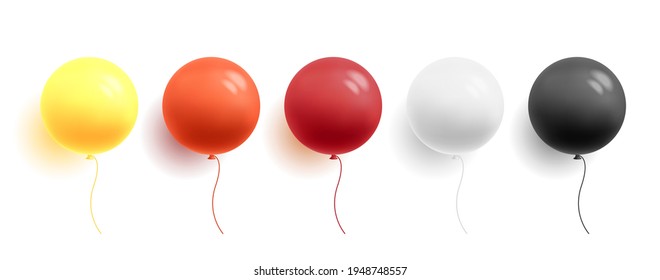 Set of glossy matte colorful balloons in round shape, 3d color sphere, isolated realistic vector illustration