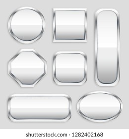 set of glossy metal button in different shapes