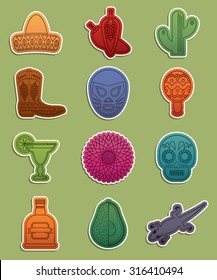 set of glossy mexican themed sticker decorations