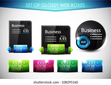 Set of glossy modern web boxes