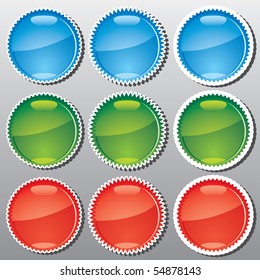 Set of glossy multicolored badges, part 1, vector illustration