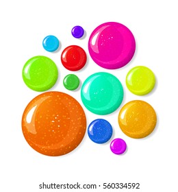 Set of glossy nail polish blots isolated on white background. Vector illustration for your graphic design.