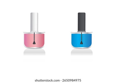 Conjunto de garrafas lustrosas de esmalte de unha em cores vibrantes. Ideal para beleza, unha cuidado e conteúdo cosmético.