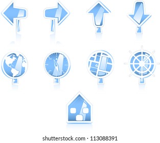 Set of glossy navigation icons. Fully editable vector graphics.