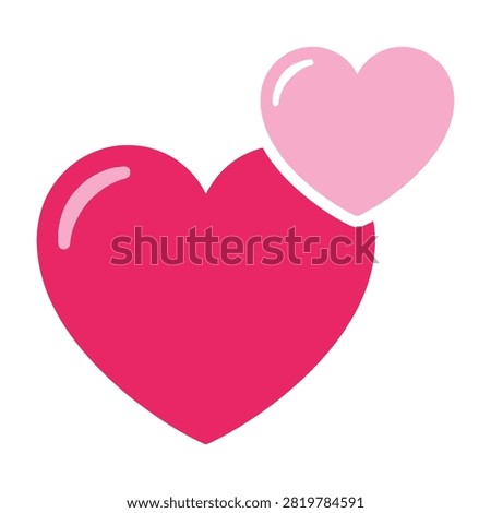 Set of glossy pink and red heart symbols floating on a white background. Perfect for Valentine's Day, love, romance, and affection themes in design projects.