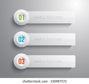 Set of glossy plastic banners template for step presentation, infographics, business design, progress, number options, websites, reports or workflow layout. Clean and modern style