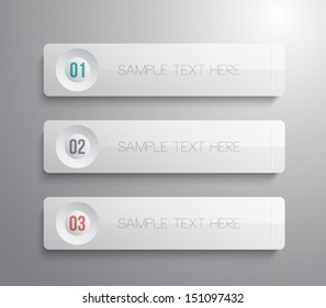 Set of glossy plastic banners template for step presentation, infographics, business design, progress, number options, websites, reports or workflow layout. Clean and modern style