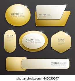 Set of glossy plastic banners for your design. Vector template illustration.