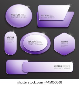 Set of glossy plastic banners for your design. Vector template illustration.
