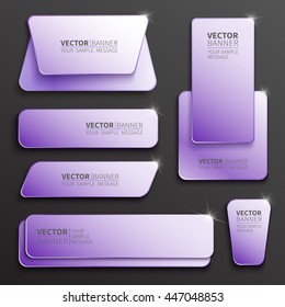 Set of glossy plastic banners for your design. Vector template illustration.