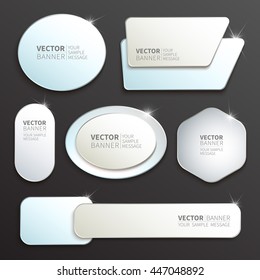 Set of glossy plastic banners for your design. Vector template illustration.