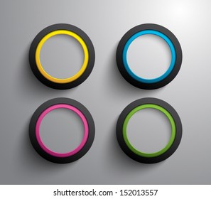 Set of glossy plastic rings for websites or business design. Clean and modern style