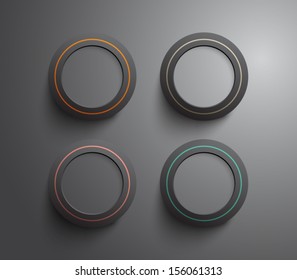 Set of glossy plastic rings for websites or business design. Clean and modern style