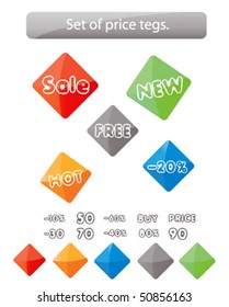 Set of glossy price tags. Vector.
