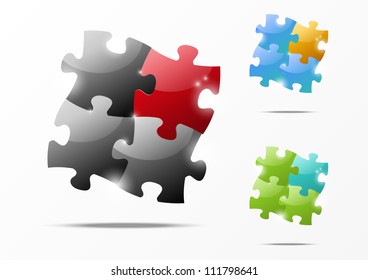 Set of glossy puzzle icons