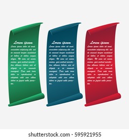Set of glossy ribbons. Gradient vector illustration of scroll text fields