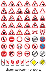 Set of glossy road signs (vector illustration)