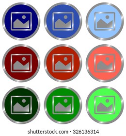 Set of glossy round flat image icon in 9 colors.Well organized layer structure and color swatches.