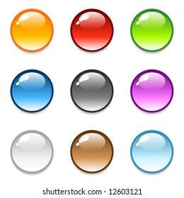 Set Of Glossy Round Sphere Button Icons