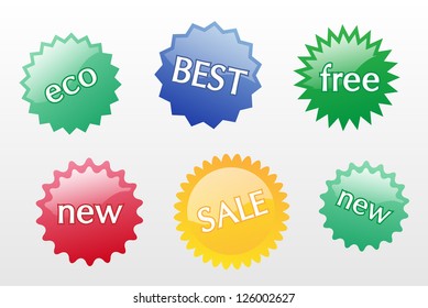 Set of glossy round stickers, eps 10 vector illustration