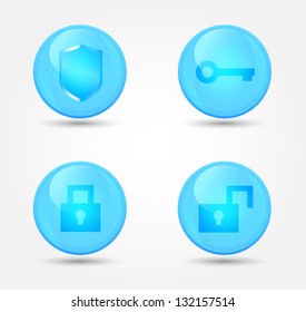 Set of glossy security icons. Vector icons