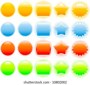 Set of glossy shining badges (buttons). Several color options.