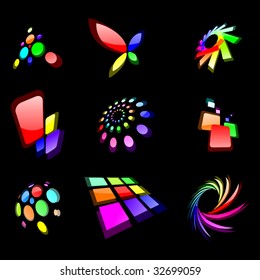 Conjunto de elementos de diseño brillante y brillante. Vector.