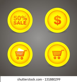 Set of glossy shopping icons. Vector icons